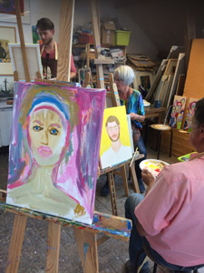 Workshop portret schilderen in Antwerpen op familiedag