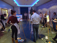 Workshop schilderen tijdens bedrijfsfeest in Antwerpen